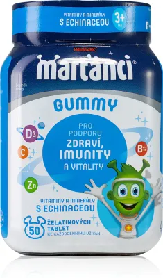 MARŤÁNCI Gummy Echinacea - Мягкие жевательные капсулы для поддержки иммунитета вкус Strawberry, Cherry, 50 шт
