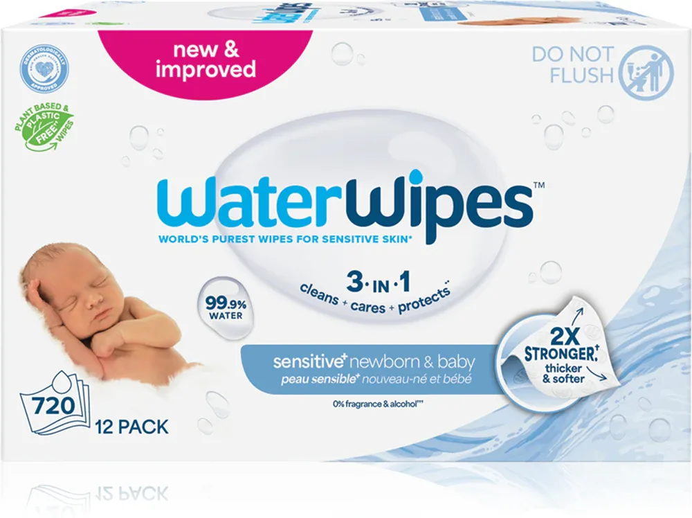 WaterWipes Baby Wipes 12 Pack - Нежные увлажняющие салфетки для детей, 12 шт