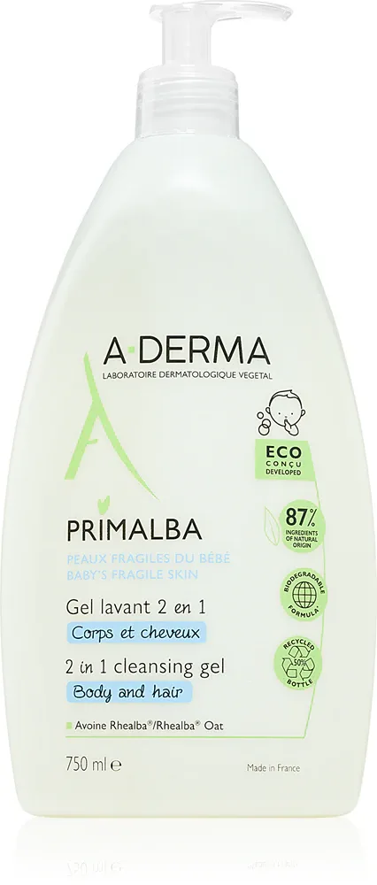 A-Derma Primalba Baby - Гель для душа и волос для детей