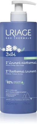 Uriage Bebe 1st Oleothermal Liniment - Нежный очищающий крем для детей для ухода за пеленочной зоной, 500 мл