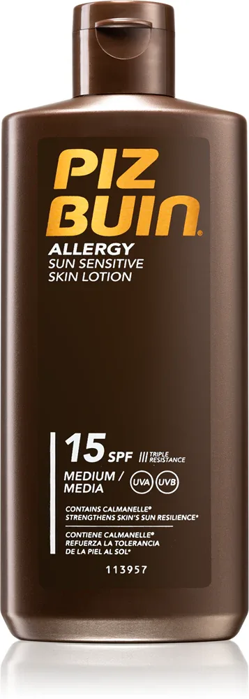 Piz Buin Allergy - Молочко для загара для чувствительной кожи SPF 15, 200 мл