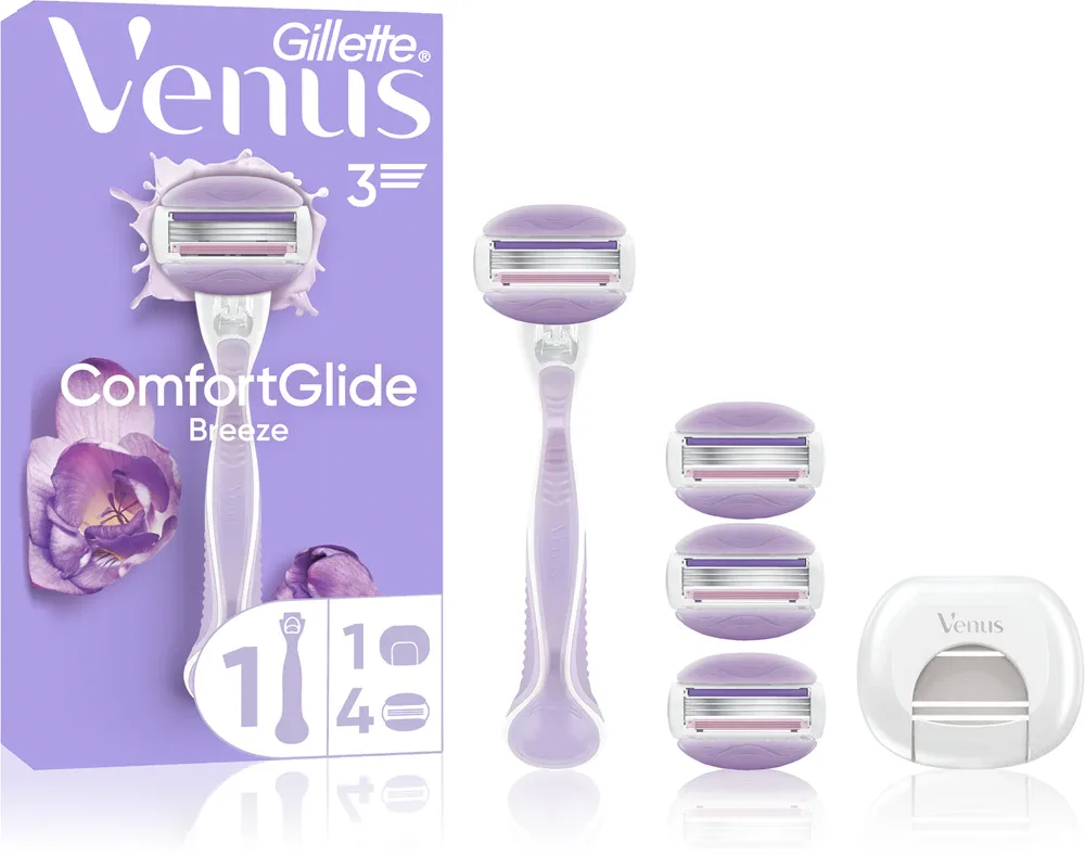 Бритва женская Gillette Venus ComfortGlide Breeze 3 лезвия, гелевые полоски с ароматом фрезии, 4 шт