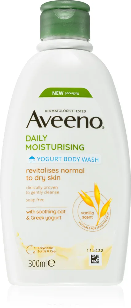 Aveeno Daily Moisturising Yoghurt body wash - Питательный гель для душа, 300 мл