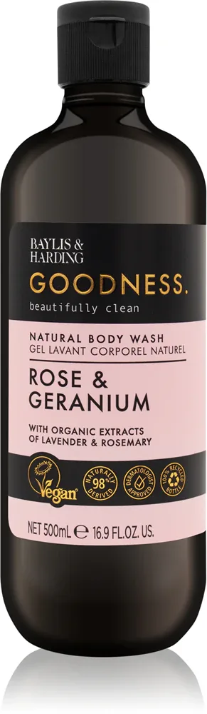 Baylis & Harding Goodness Rose & Geranium - гель для душа с ароматом цветов, 500 мл