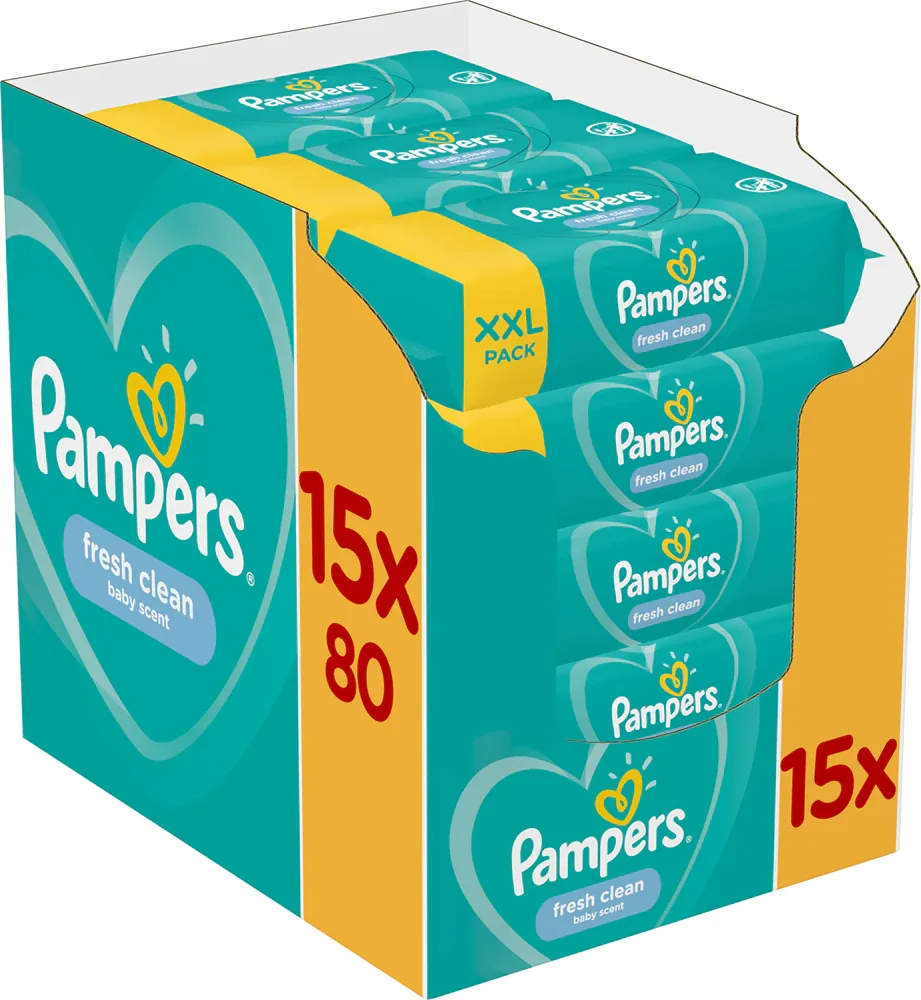 Pampers Fresh Clean - Увлажняющие очищающие салфетки для детей с чувствительной кожей, 4 шт