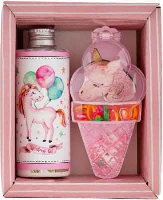 Bohemia Gifts & Cosmetics Unicorn - Набор детской косметики Bohemia Gifts Cosmetics Unicorn с резинками для волос, 200 мл