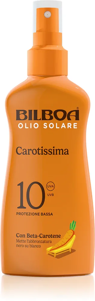 Bilboa Carotissima Olio - Солнцезащитный спрей с бета-каротином SPF10, 200 мл