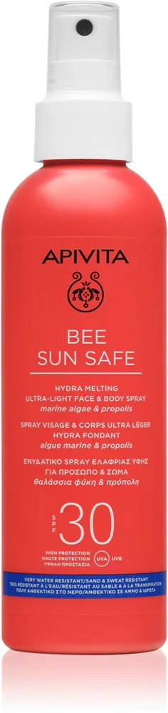 Apivita Bee Sun Safe Hydra Melting Ultra-Light Spray SPF30 - Защитное молочко для загара в спрее SPF 30, 200 мл