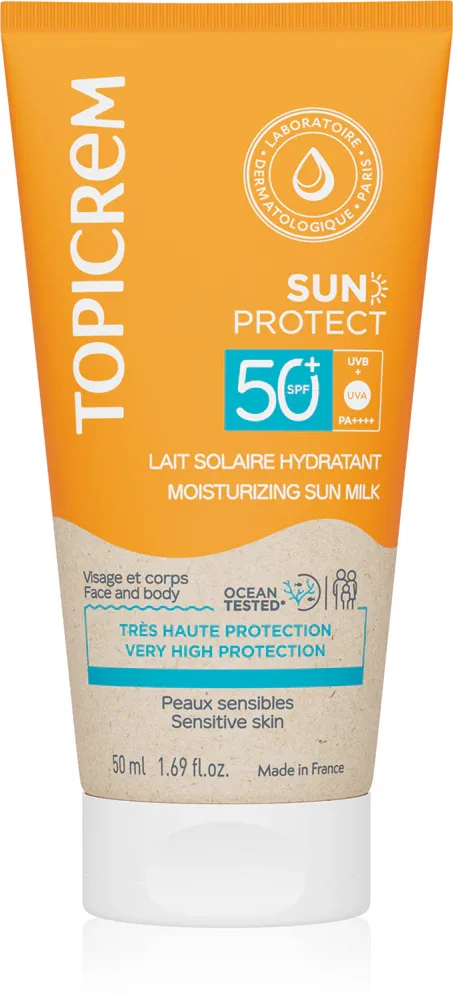 Topicrem Sun Protect Moisturizing Sun Milk - Увлажняющее молочко для загара SPF 50+, 50 мл