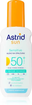 Astrid Sun Sensitive - Молочко для загара в спрее SPF 50+ z wysoką ochroną UV, 150 мл