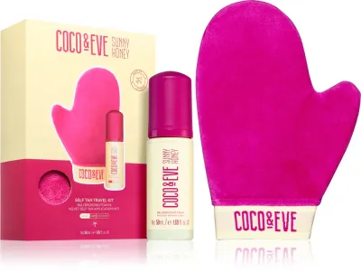 Coco & Eve Sunny Honey Ultimate Glow Travel Kit - Автозагар с пенкой и аппликатором в упаковке для путешествий Medium, 60 мл