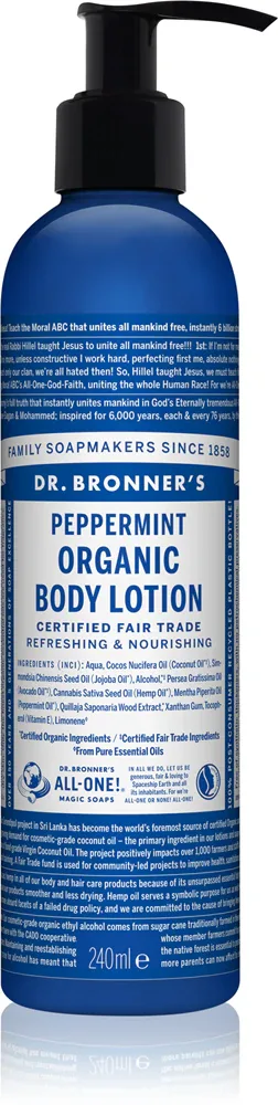 Dr. Bronner’s Peppermint - Освежающий бальзам для тела с увлажняющим действием, 240 мл