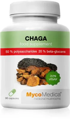 Биологически активная добавка MycoMedica Chaga, в капсулах, с бета-глюканами, 90 капсул