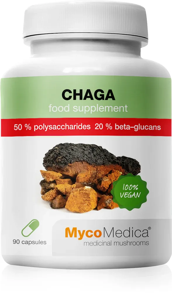 Биологически активная добавка MycoMedica Chaga, в капсулах, с бета-глюканами, 90 капсул