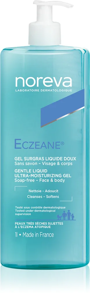 Noreva Eczeane Gentle Liquid Ultra-Moisturizing Gel - Гель для душа для лица и тела, 1000 мл
