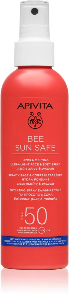 Apivita Bee Sun Safe Hydra Melting Ultra-Light Spray SPF50 - Защитное молочко для загара в спрее SPF 50, 200 мл