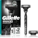 Бритва мужская Gillette Mach3 Charcoal 3 лезвия, полоска с древесным углём, 2 шт — фото 1