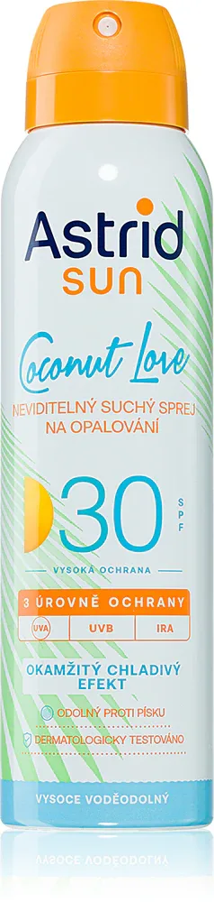 Astrid Sun Coconut Love - Невидимый спрей для загара SPF 30 z wysoką ochroną UV, 150 мл