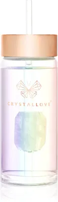 Crystallove Clear Quartz Straw Water Bottle - Стеклянная бутылка для воды с соломинкой, 400 мл