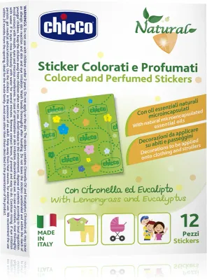 Chicco Natural Colored and Perfumed Stickers - Наклейки отпугивающие насекомых 3 y+, 12 шт