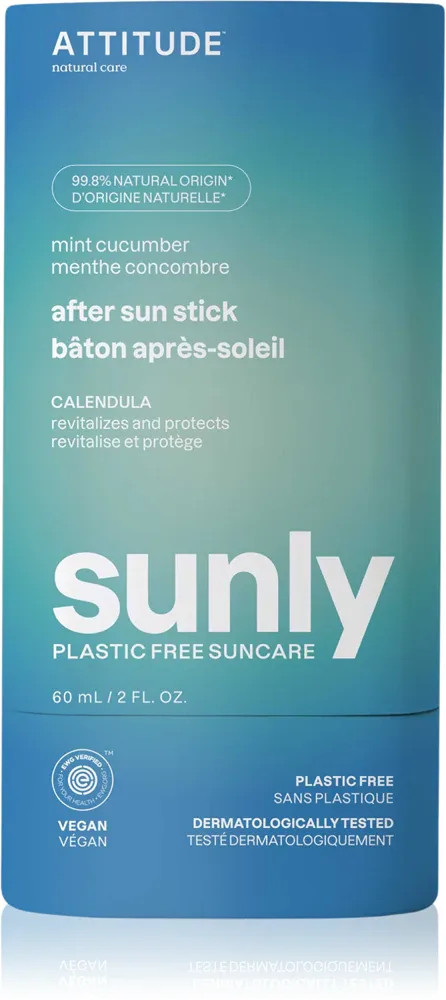 Attitude Sunly Plastic Free Suncare - Успокаивающий крем после загара Mint, Cucumber, 60 г