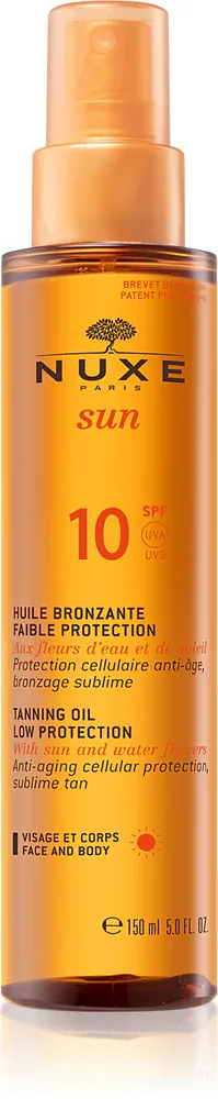 Nuxe Sun Tanning Sun Oil - Масло для загара для лица и тела SPF 10, 150 мл