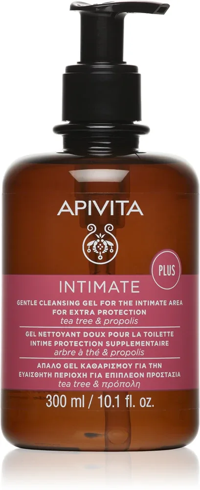 Apivita Intimate Plus Cleansing Gel - Нежный пенящийся гель для интимной гигиены, 300 мл