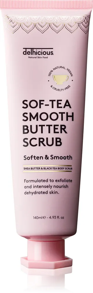 delhicious Sof-Tea Smooth Butter Scrub - Увлажняющий пилинг для тела с эффектом отшелушивания, 140 мл