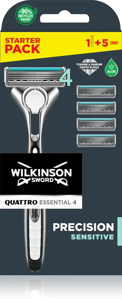 Wilkinson Sword Quattro Titanium Sensitive - Бритва + сменные лезвия 4 шт