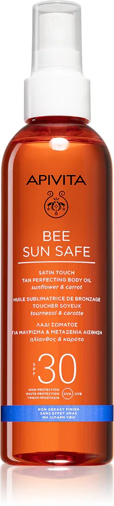Apivita Bee Sun Safe Satin Touch Oil SPF30 - Масло для загара SPF 30, 200 мл