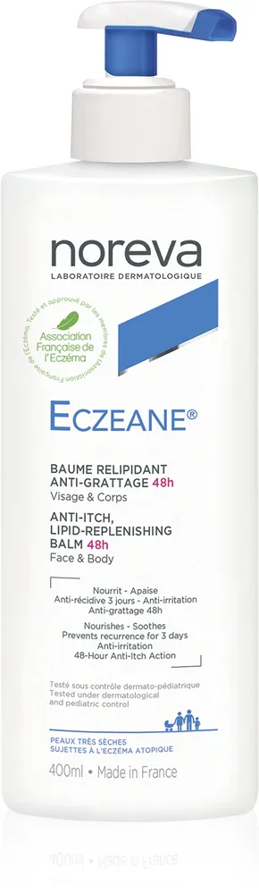 Noreva Eczeane Anti-Itch Lipid-Replenishing Balm 48H - Крем успокаивающий для лица и тела, 400 мл