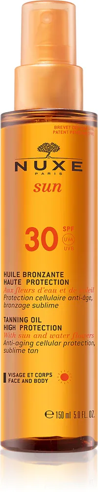 Nuxe Sun Tanning Oil High Protection - Масло для загара для тела и лица SPF 30, 150 мл