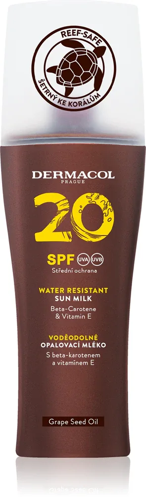 Dermacol Sun Water Resistant - Водостойкое молочко для загара в спрее SPF20, 200 мл