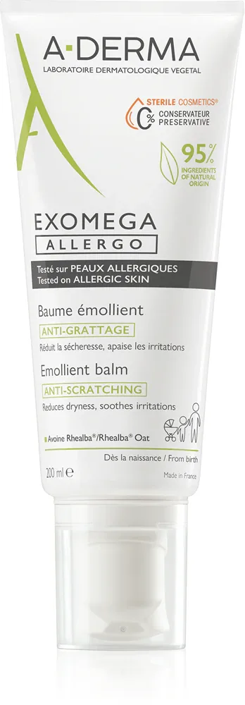 A-Derma Exomega Control Allergo - Увлажняющий укрепляющий крем для чувствительной и атопической кожи, 200 мл