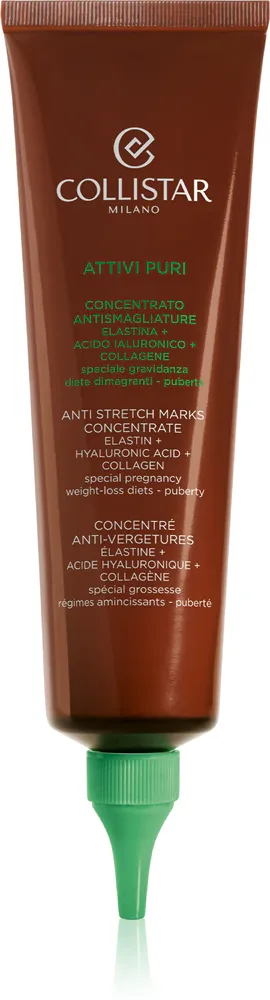 Концентрат против растяжек Collistar Attivi Puri Anti Stretch Marks Concentrate для тела, с гиалуроновой кислотой, эластином и коллагеном, 150 мл