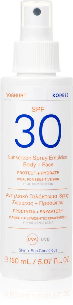 Korres Yoghurt Sunscreen - Солнцезащитный спрей для тела na twarz i ciało, 150 мл