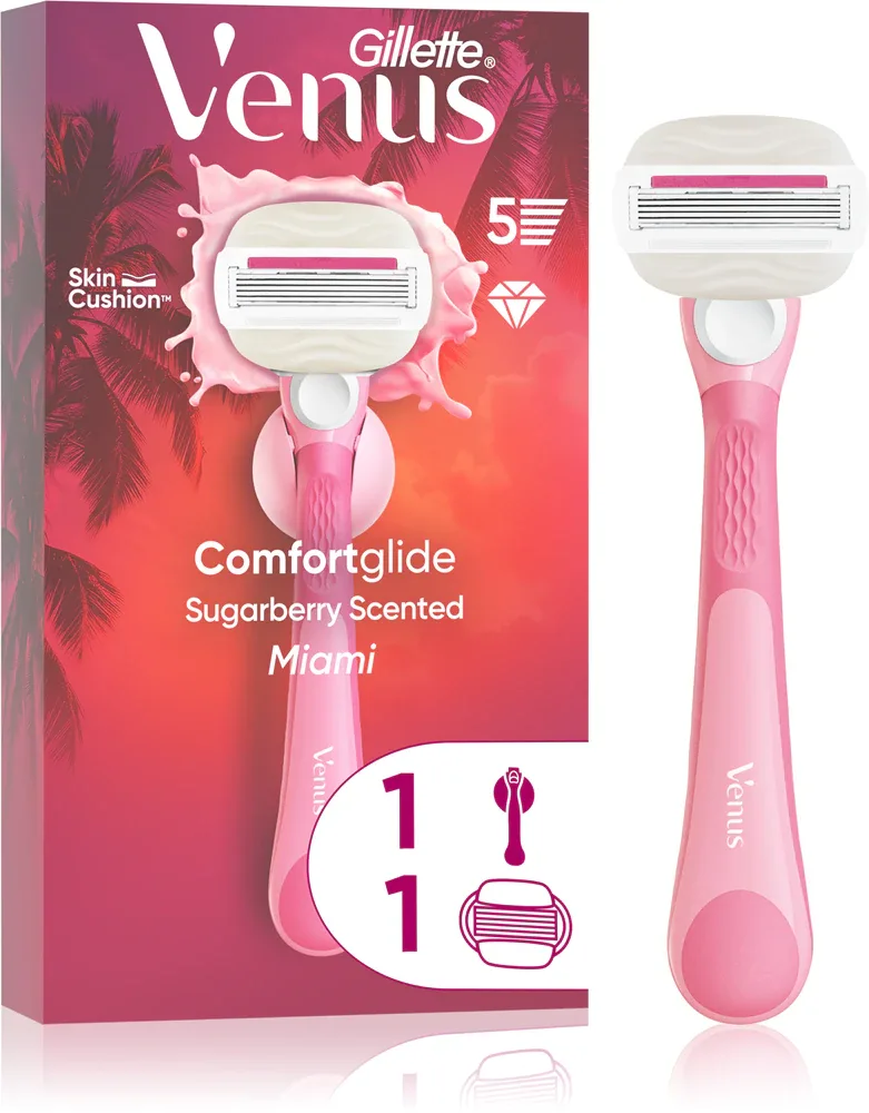 Бритва женская Gillette Venus Comfortglide Sugarberry Miami со сменными кассетами, с держателем, 1 шт