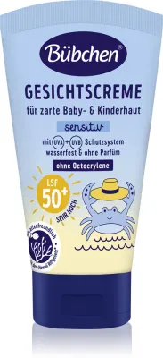 Bübchen Sensitive Sun Protection Face Cream SPF 50+ - Защитный крем для лица детский SPF 50+ 6 m+, 50 мл
