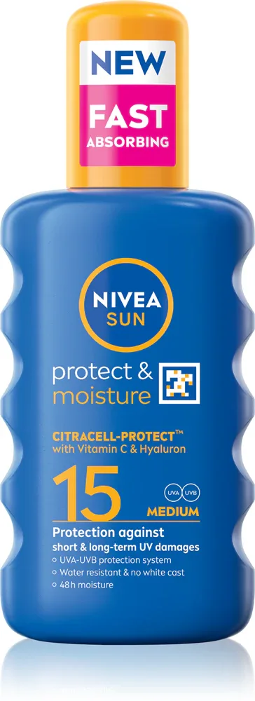 NIVEA SUN Protect & Moisture - Солнцезащитный спрей SPF 15, 200 мл