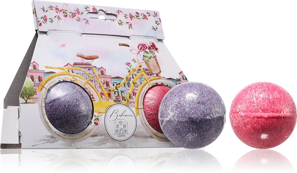 Bohemia Gifts & Cosmetics Bath Bombs Bicycle - Шипучие шары для ванны Bohemia Gifts Cosmetics Bath Bombs Bicycle с ароматом лаванды и розы, 2× 110 г аромат Lavender + Rosehip & Rose, 2 г
