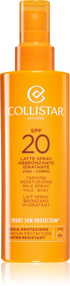 Collistar Smart Sun Protection Tanning Moisturizing Milk Spray SPF 20 - Защитное молочко в спрее SPF 20, 200 мл