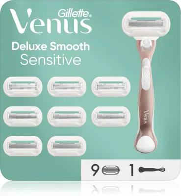 Бритва женская Gillette Venus Deluxe Smooth Sensitive со сменной головкой, с увлажняющей полоской, 9 шт