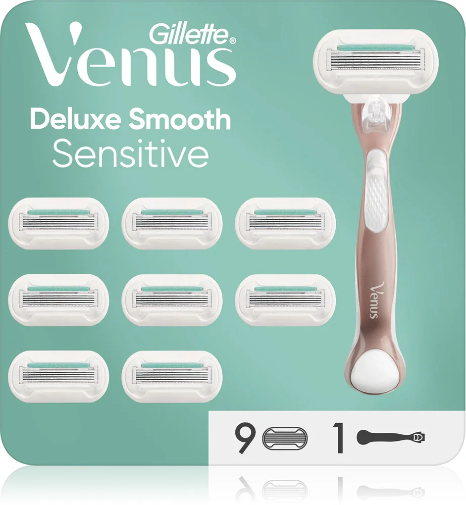 Бритва женская Gillette Venus Deluxe Smooth Sensitive со сменной головкой, с увлажняющей полоской, 9 шт
