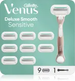 Бритва женская Gillette Venus Deluxe Smooth Sensitive со сменной головкой, с увлажняющей полоской, 9 шт — фото 1
