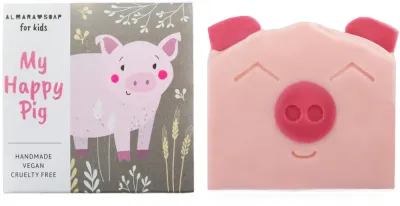 Almara Soap My Happy Pig - Детское мыло ручной работы с ароматом груши для детей, 100 г