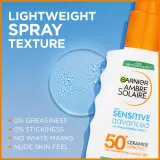 Garnier Ambre Solaire Sensitive Advanced - Солнцезащитный спрей для чувствительной кожи SPF 50+, 150 мл — фото 2