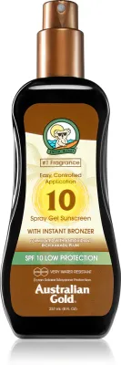 Australian Gold Spray Gel Sunscreen With Instant Bronzer - Солнцезащитный спрей для загара с бронзатором SPF10, 237 мл