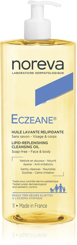 Noreva Eczeane Lipid-Replenishing Cleansing Oil - Гель для душа с маслом для умывания лица и тела, 1000 мл