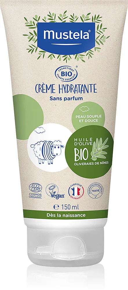 Mustela BIO Hydrating Cream with Olive Oil - Увлажняющий крем для лица и тела для детей с рождения, 150 мл