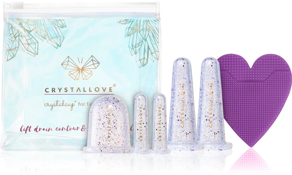 Набор для массажа лица и тела Crystallove Crystalcup со щёточкой и банками, 1 шт